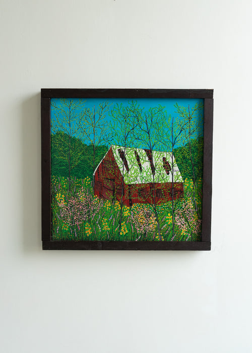 Barn in the Woods with Flowers
