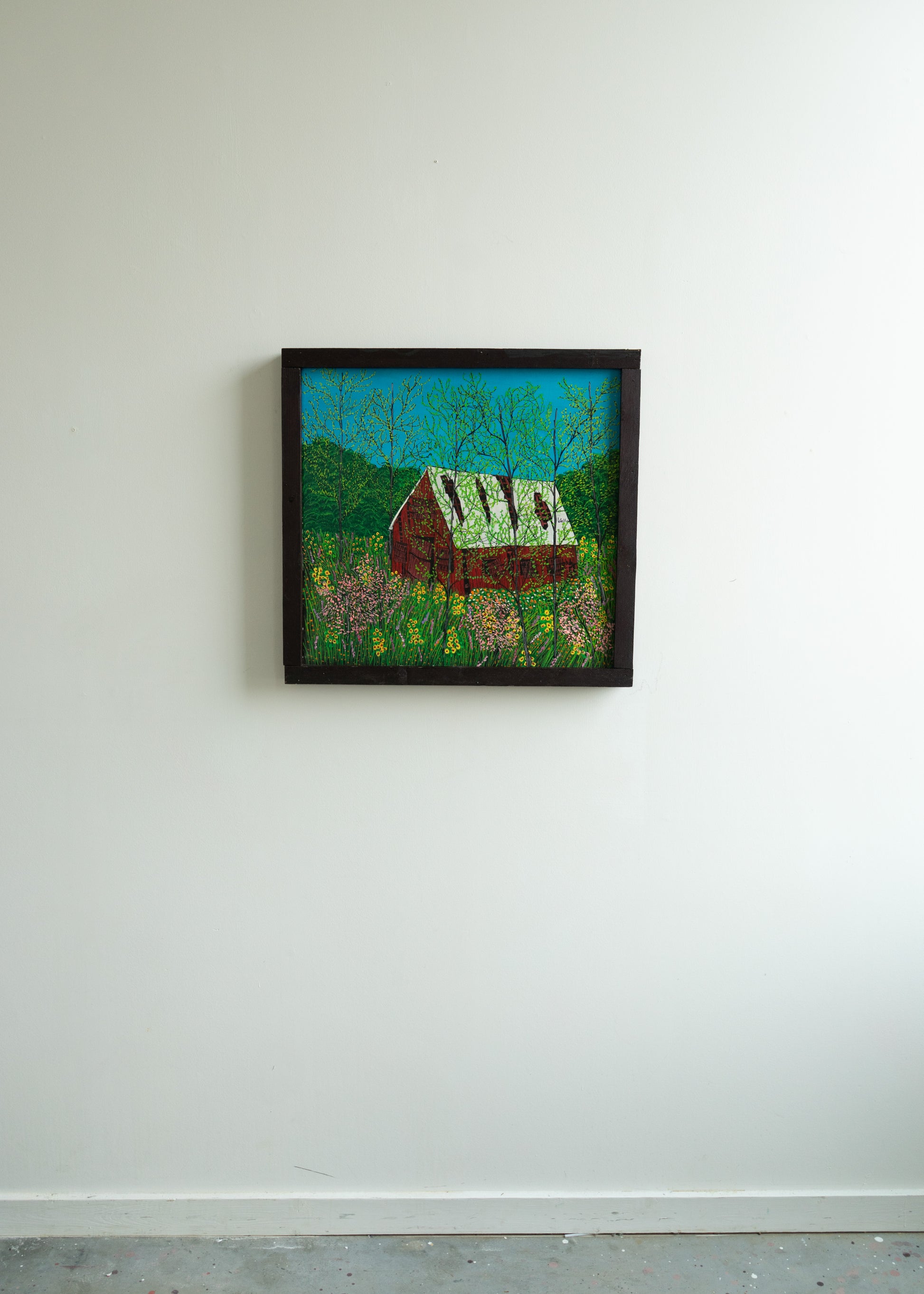 Barn in the Woods with Flowers