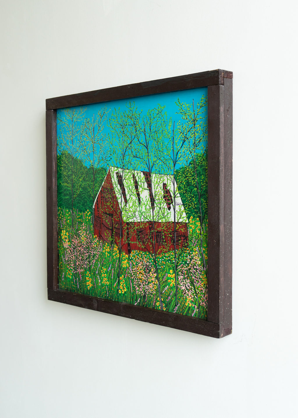 Barn in the Woods with Flowers