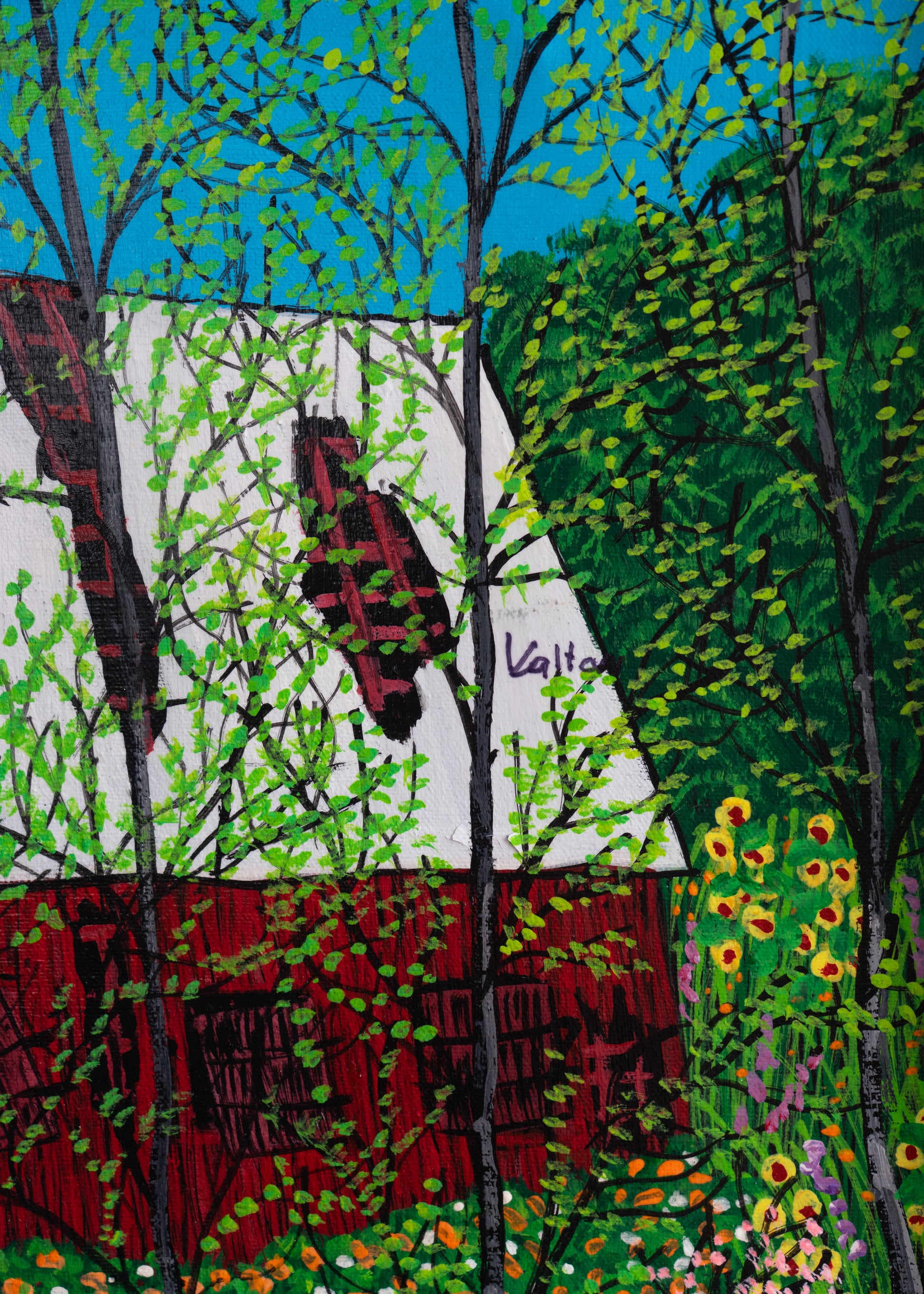 Barn in the Woods with Flowers